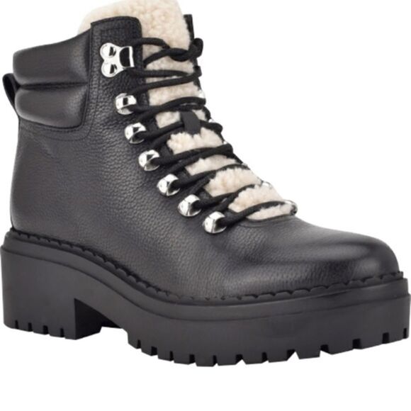 Marc Fisher LTD Nauru Women’s Black Natural Leather Lace Up Bootie Size 7.5 - Picture 3 of 8